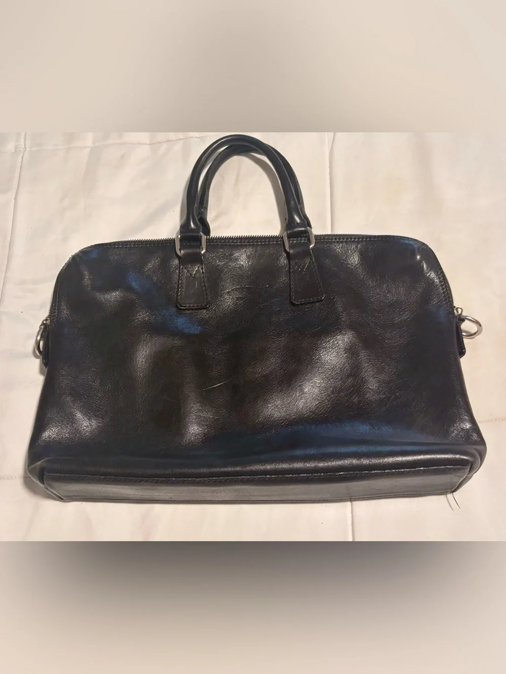Fratelli Firenze Italian Leather Black Satchel Handbag Vintage Top Handle
